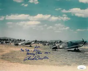 Charlie Baisden signed WWII Flying Tigers 3rd Squadron AVG Armorer/P40's Kunming China Vintage Color 8x10 Photo- JSA #EE63517