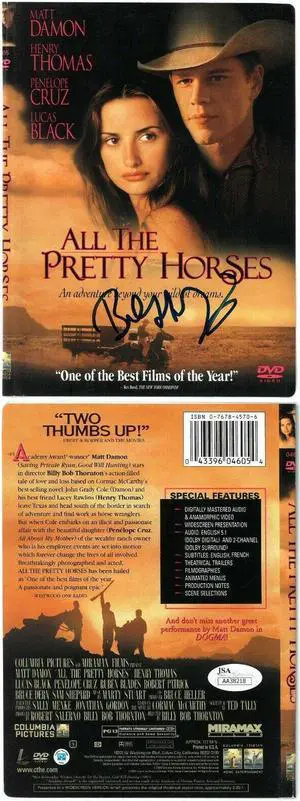 Billy Bob Thornton (director) signed 2000 All The Pretty Horses DVD Video/Movie Cover- JSA Hologram #AA38218