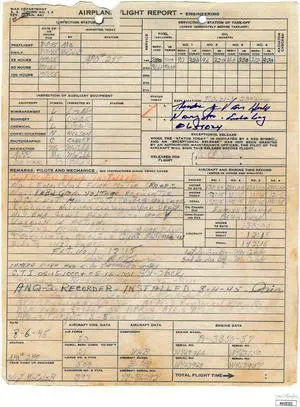 Theodore “Dutch” Van Kirk signed WWll Enola Gay/Hiroshima/Navigator/509th Flight Report & Record 8x10 Photo 8/6/45– JSA #HH18103