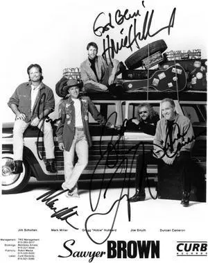 Sawyer Brown signed 8x10 Photo 5 sigs- Mark Miller/Gregg Hubbard/Duncan Cameron/Joe Smyth/Jim Scholten - JSA Hologram #GG38157