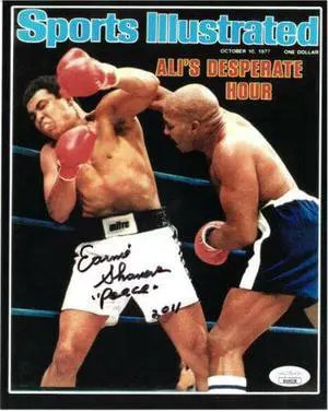 Earnie Shavers signed Boxing Sports Illustrated Cover October 10, 1977 8x10 Photo w/ Peace- JSA Hologram (vs Muhammad Ali)
