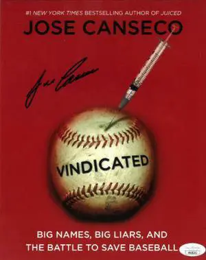 Jose Canseco signed Vindicated 8x10 Photo- JSA Hologram (Oakland A's/New York Times Bestselling Author of Juiced)
