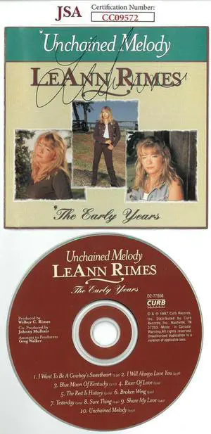 LeAnn Rimes signed Unchained Melody The Early Years Album CD Cover with CD- JSA Hologram #CC09572