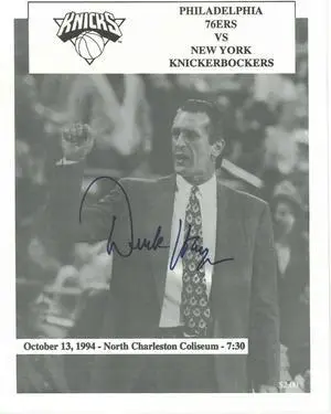 Derek Harper signed New York Knicks vs Philadelphia 76ers 8.5x11 Program/Roster Card/Fold Out from 10/13/1994- JSA Holo #HH18626