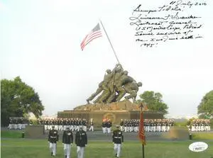 Lt. Gen. Lawrence Snowden signed WWII 1945 Iwo Jima USMC Commander Vintage Color 8x10 Photo Survivor- JSA Hologram #DD64537