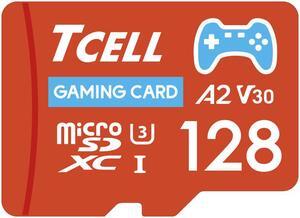 TCELL Gaming 128GB microSDXC A2 USH-I U3 V30 Read 100MB/s Write 80MB/s Memory Card With Adapter, Designed for Gaming Console, Compatible with Nintendo Switch, Wii etc.