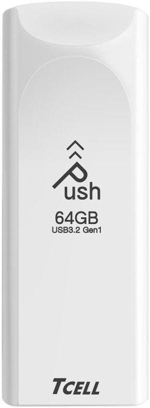TCELL Push 64GB USB 3.2 Gen1(3.1/3.0) USB Flash Drive Read Speed up to 100MB/s, Retractable Design Memory Stick Thumb Drive, White