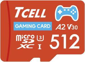 TCELL Gaming 512GB microSDXC A2 USH-I U3 V30 Read 100MB/s Write 80MB/s Memory Card With Adapter, Designed for Gaming Console, Compatible with Nintendo Switch, Wii etc.