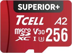 TCELL SUPERIOR+ 256GB microSDXC A2 USH-I U3 V30 Read 100MB/s Write 85MB/s Full HD & 4K UHD Memory Card With Adapter