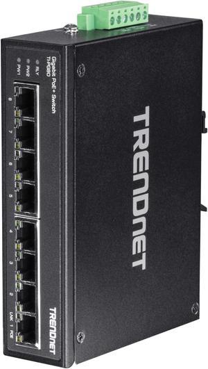 TRENDnet 8-Port Hardened Industrial Gigabit PoE+ DIN-Rail Switch Limited Lifetime Warranty