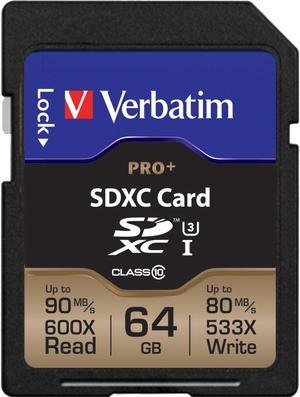 Verbatim Memory Card SDXC 90MB/s Read Speed 64GB BK/GD 49197