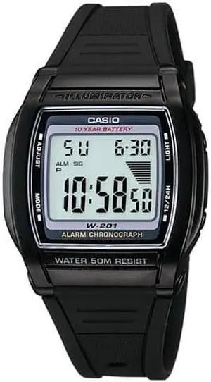 Casio Men's W201-1AV Alarm Illuminator Watch