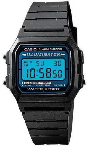 Casio F105W-1A Men's Black Resin Band Alarm Chrono Illuminator Digital Watch