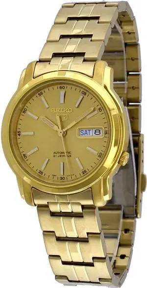 Seiko 5 SNKL86 Men's Gold Tone Stainless Steel Gold Dial Automatic Watch