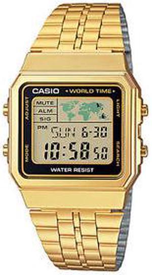 Men's Gold-Tone Casio World Time Stainless Steel Watch A500WGA-1