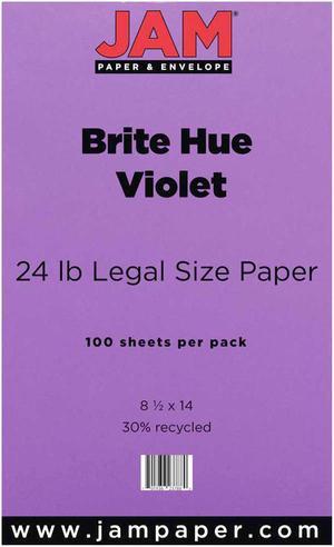 JAM Paper Legal Colored 24lb Paper 8.5 x 14 Violet Purple Recycled 16728248