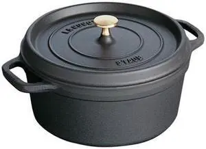 Staub Cast Iron Round Cocotte, Dutch Oven, 4-quart, serves 3-4, Made in France,  Matte Black