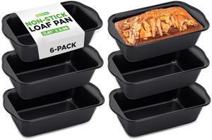 NutriChef 6 Piece Set of Non-Stick Loaf Pans, Grip Handles, Home Kitchen Bake Pans, Heavy Gauge Carbon Steel, Premium Food Grade, Quick and Even Heat Distribution, 11.61x5.98x2.56 Inch, Black