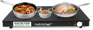 NutriChef Electric Warming Tray | Glass Surface Hot Serving Tray | Adjustable Temperature 140°F to 230°F | Energy Efficient & Space Saving | Perfect for Buffets,Parties & More | 21.2 x 16.5 IN | Black