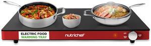 NutriChef Electric Warming Tray | Glass Surface Hot Serving Tray | Adjustable Temperature 140°F to 230°F | Energy Efficient & Space Saving | Perfect for Buffets,Parties & More | 21.2 x 16.5 IN | Red