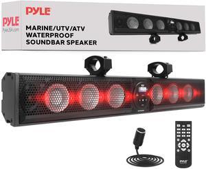 Pyle Sound Bar System, 6x30W Soundbar for Smart TV and Vehicles with Bluetooth, AUX, USB Playback, RGB Lighting, Remote Control, IPX5 Marine Rated, Weatherproof Aluminum Design (34.7"x4.84"x4.05")