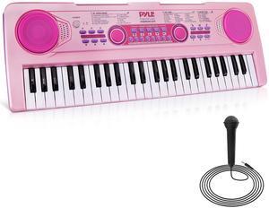 Pyle Electric Keyboard Piano 49 Keys - Portable Kids Digital Musical Karaoke Piano Keyboard - 100 Tunes/Rhythms, 50 Demos, Rechargeable Battery - Wired Microphone - Beginners Kids Adult