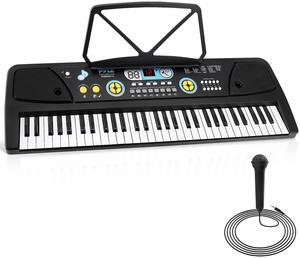 Pyle Electric Keyboard Piano 61 Keys - Portable Digital Musical Karaoke Piano Keyboard -10 Rhythms 16 Tones, Stereo Speakers, Rechargeable Battery - Wired Microphone - Beginners Kids Adult