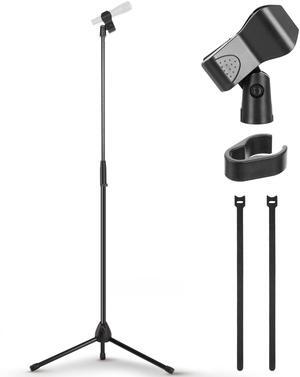 Pyle Tripod Microphone Stand, Height Adjustable Mic Stand for Floor, Sturdy and Durable Build, Non-Slip Rubber Feet, With 5/8" Screw Adapter, Cable Clip, Compact Folding Design, 39.37" -