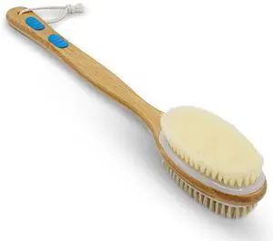 SereneLife Double-Sided Cat and Dog Brush, Pet Grooming Brush with Wooden Handle, Skin-Friendly Pin Brush & Bristle Comb with Massage Particles, 2-in-1 Hair Removal Tool, 17.32"x2.16"x2.36" Inch