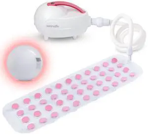 SereneLife Bubble Bath Mat  Portable Spa with Adjustable Intensity, Waterproof LED Light, Pillow & Remote Control for Ultimate Relaxation (Pink)