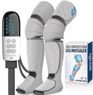 SereneLife Air Compression Leg Massager, Full Leg Massager with Heat and Compression, Portable and Adjustable with 6 Modes 3 Vibrations 3 Intensities, 11 Airbags for Thigh Calf Foot Massage