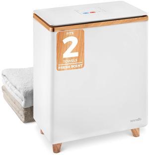 SereneLife Luxury Rectangle Towel Warmer - Spa & Bathroom Heater with Custom Fragrance, Auto Shut-Off, Fits 2 large Towels, Blankets, Bathrobes, PJ's - Perfect Gift for Him & Her (Natural Wood)