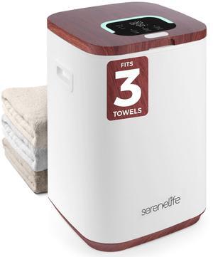 SereneLife SLTLWSQ83 Bucket-23L Capacity Hot Warmer with Timer Function, Fits Up to Two Oversized Towels for Bathroom (Wood Color)