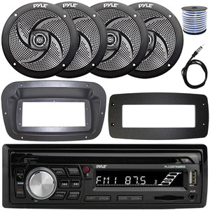 Pyle Marine MP3 Radio & 4x 6.5" Speaker Package With Antenna - AD8827, 1 Year Warranty