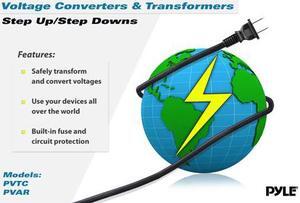 New Pyle PVTC320U 500 Watt Step Up and Step Down Voltage Converter Transformer with USB Charging Port - AC 110/220V