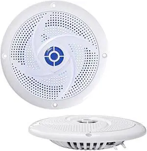 Pyle Marine Speakers - 5.25 Inch 2 Way Waterproof and Weather Resistant Outdoor Audio Stereo Sound System with LED Lights, 180 Watt Power and Low Profile Slim Style - 1 Pair - PLMRS53WL