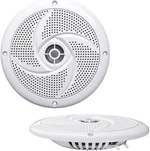 Pyle Marine Speakers - 4 Inch 2 Way Waterproof and Weather Resistant Outdoor Audio Stereo Sound System with 100 Watt Power and Low Profile Slim Style Design - 1 Pair - PLMRS4W (White)