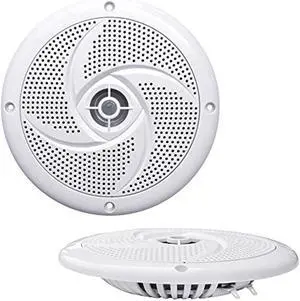 Pyle Marine Speakers - 5.25 Inch 2 Way Waterproof and Weather Resistant Outdoor Audio Stereo Sound System with 240 Watt Power and Low Profile Slim Style - 1 Pair - PLMRS5W (White)
