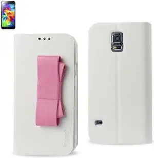 Reiko Samsung Galaxy S5 Folio Wallet Cases-White Pink