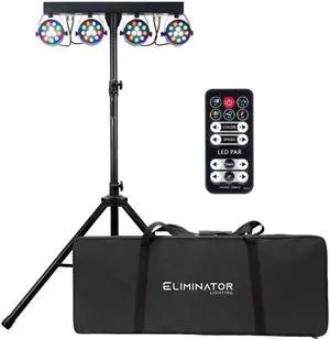Eliminator Mini Par Bar | 4x Par System Package with Stand Case & Remote