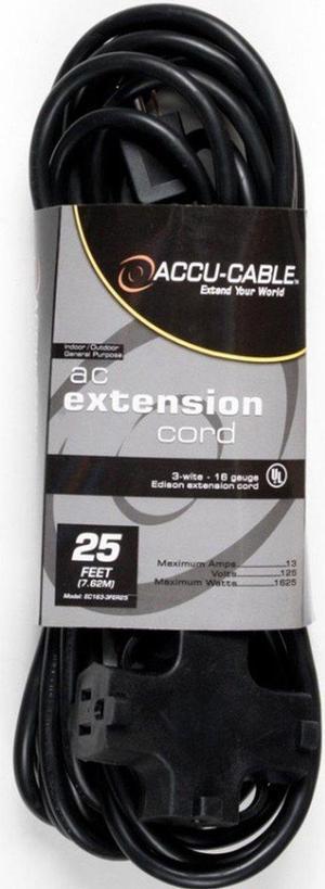 American Audio EC163-3FER25 Black Tri Extension Cord (25ft)