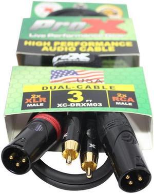 ProX XC-DRXM03 3' Dual RCA-M to Dual XLR3-M Unbalanced Audio Cable