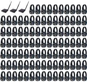 VocoPro Silent Disco Pro 3100 | 100 Wireless Headphones + 3 Channels | Lightweight Design with LED