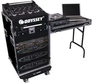 Odyssey FZ1116WDLX | 11U Top Slanted 16U Vertical Pro Combo w/ Side Table and Casters Odyssey FZ1116WDLX | 11U Top Slanted 16U Vertical Pro Combo w/ Side Table and Casters