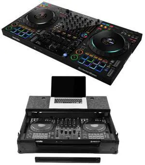 Pioneer DJ DDJ-FLX10 with Odyssey Case | rekordbox and Serato DJ Pro Controller | Black Wheeled Case with Laptop Shelf Pioneer DJ DDJ-FLX10 with Odyssey Case | rekordbox and Serato DJ Pro Controller | Black Wheeled Case with Laptop Shelf