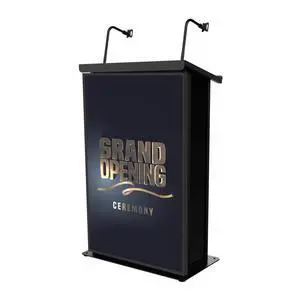ProX X-MAESTROMEDIABL | Lectern Podium for TVs up to 32in | 2 Gooseneck Mic Stands, Black Finish ProX X-MAESTROMEDIABL | Lectern Podium for TVs up to 32in | 2 Gooseneck Mic Stands, Black Finish