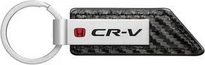 Honda Red Logo CR-V Carbon Fiber Texture Black PU Leather Strap Key Chain