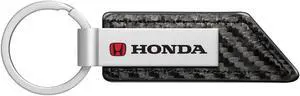 Honda Logo in Red Carbon Fiber Texture Black PU Leather Strap Key Chain