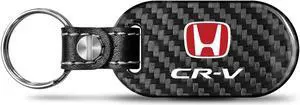 Honda Red Logo CR-V 100% Real Black Carbon Fiber Tag Style Key Chain