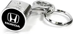 Honda Logo Chrome Finish Engine Piston and Rod Metal Key Chain